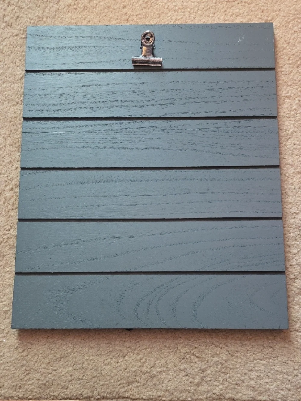 Clipboard Sign Wood Slat with Metal Clip Slate Gray Display